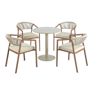 Ensemble <span class=keywords><strong>de</strong></span> meubles <span class=keywords><strong>de</strong></span> <span class=keywords><strong>jardin</strong></span> en métal, table <span class=keywords><strong>de</strong></span> patio extérieure en acier et 4 chaises empilables, style bistrot - Product Image 6