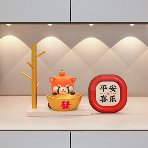 Yuanbao Panda Key Storage Resin Figurine Animal Shape Home Decoration Desktop Decorative Lucky Cat Craft - Product Image 4