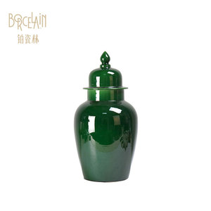 Vente en gros de pots en porcelaine verte vieillie pot de gingembre de temple en céramique décorative de peinture chinoise pour le stockage à domicile de style traditionnel - Product Image 2