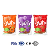 Sachets personnalisés à trois soudures avec fenêtre transparente, sacs haute barrière pour purées de fruits et collations pour enfants, impression de logo personnalisée