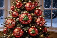 El Yapımı Parlak Kırmızı Noel Süsleri Seti Kar Tanesi Desenli Noel Ağacı Asılı Süsler Lüks Kış Tatili Ev Partisi