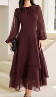 Robe YKD127 en tissu de qualité supérieure, couleur rouge vin, vêtements musulmans islamiques haut de gamme, hijabs, style décontracté, quotidien