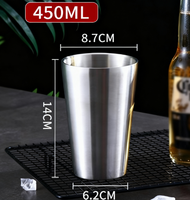 Tasse à café de luxe 15oz 450ml personnalisée coréenne thé eau acier inoxydable double paroi porcelaine bière tasse chaude froide stockée verres