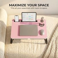 Table pliante en plastique pour ordinateur portable, grand plateau de lit/canapé, support portable pour tablette avec porte-gobelet, idéal pour manger