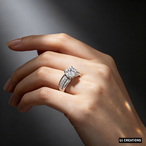 Anillo de Boda Personalizado de Plata Chapada en Oro de 14k con Diamante Redondo de 2.00 Quilates, Cultivado en Laboratorio, Corte Brillante, Calidad VVS-VS, para Fiesta - Product Image 4