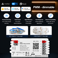 Controlador LED RGBCCT Inteligente Matter WIFI 20A Max, Material de PC Ignífugo Matter Threed 5-24V para Alexa, Google Home Kit y App