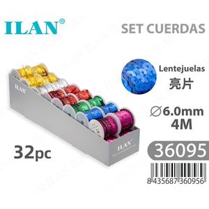 Set di 32 Pezzi di Nastro con Paillettes Ilan 6 mm x 4 m - Product Image 1