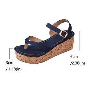 Sandalias de Plataforma con Tacón Grueso de Piel Sintética Negra, Punta Abierta, Correa Elástica Trasera, Zapatos de Verano para Mujer, Venta al por Mayor, Pago por Proxy - Product Image 4
