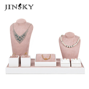 Pink Painted Jewelry Display <b>necklace</b> bust <b>ring</b> bracelet stands glossy MDF shop jewelry showcase custom wholesale - Product Image 1