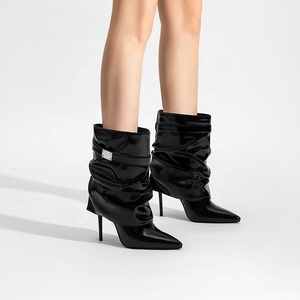 Bottines pour femmes à bout pointu, talon haut, style western, personnalisées, effet croco, talon aiguille, légères, automne-été - Product Image 2