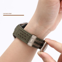 Bestseller Leder armband mit magnetischer Klapp schnalle Hochwertiges atmungsaktives Leder armband/22mm nach Maß