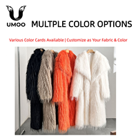 Manteau long d'hiver élégant pour femme en fausse fourrure orange vif à imprimé animal, col rabattu, simple boutonnage, chaud et moelleux