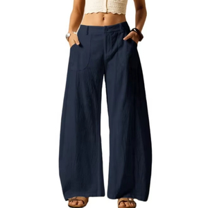 <span class=keywords><strong>Pantaloni</strong></span> Palazzo Larghi da Donna in Cotone 100% Modello Barrel, Collezione Estate 2026, Casual a Gamba Larga con <span class=keywords><strong>Tasche</strong></span> - Product Image 2