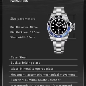 Montre mécanique pour homme PINDU DESIGN Water Ghost Yacht, 40 mm, acier inoxydable de luxe, verre saphir, automatique, 10 - Product Image 2
