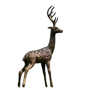 Statue de renne grandeur nature faite à la main, finition bronze, artisanat en métal, figurine animale personnalisée, fabrication pour exposition de jardin - Product Image 1