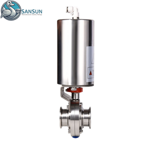 Válvula de Mariposa Neumática Tri-Clamp de Acero Inoxidable AISI304 316L SANSUN para Sistemas de Refrigeración Líquida de Centros de Datos - Product Image 1