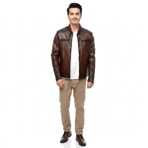 Premium Quality Brand New Custom Made Genuine <b>Leather</b> <b>Jacket</b> <b>Men</b> Slim Fit Street Wear <b>Leather</b> <b>jacket</b> for <b>men</b> - Product Image 1