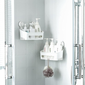 Multifunctional No Drill Bathroom Organizer Square Wall Mounted Vacuum Suction Cup Basket <strong>Hanging</strong> Storage Shelf for <strong>Shower</strong> <strong>Caddy</strong> - Product Image 1