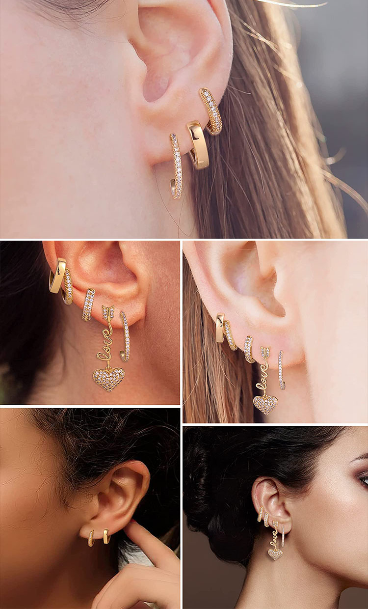 Pendientes de moda Trend 2021 Pendientes de declaración Custom Heart Heart Heart Dangle Huggie Hoop Pendientes