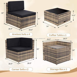 Juego de Muebles de Jardín de Diseño Moderno, 8 Piezas, Muebles de Patio de Ratán para Exteriores, Resistentes a la Intemperie, Sofá Seccional - Product Image 3