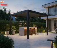 Serre bioclimatique écologique, pergola en aluminium à lames orientables, éclairage LED, abri de jardin pliable, portes coulissantes en verre en option