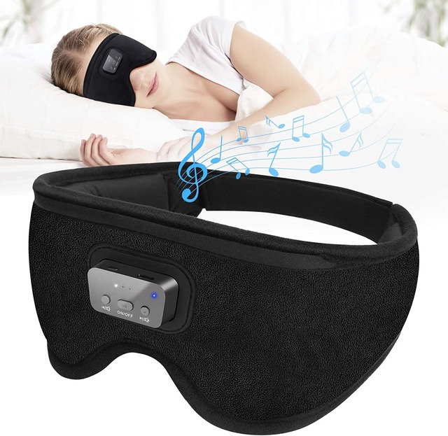 3D Bluetooth 5.0 Headband Wireless Sleep Headphones Breathable Music Eye Mask Earbuds for Side Sleeper Sleep Aid