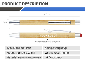 Bolígrafo de gel de bambú natural, bolígrafo promocional, estilista, grabado, respetuoso con el medio ambiente, cuerpo novedoso, tinta negra de 1,0mm, nuevo producto - Product Image 2