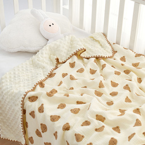 Baby Peas Pure Cotton Cartoon Four Seasons Newborn Class a Gauze <strong>Quilt</strong> Kindergarten Blanket Factory Wholesale - Product Image 1