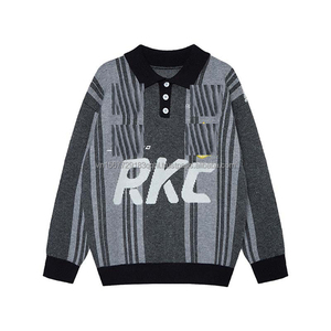 Chaleco de punto sin mangas con cuello vuelto y bordado jacquard de letras personalizadas, estilo jersey, de marca, a la moda - Product Image 3