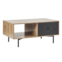 Table basse carrée industrielle moderne en bois avec deux tiroirs de rangement pour les meubles de salon à la maison