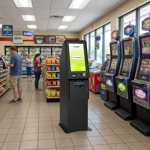 Sistema TICO ATM Kiosk con Dispensador de Efectivo Puloon LCDM4000 y Barra de Luces para Gabinetes de Juegos de Habilidad Serie Fusion Link de Big Daddy Games - Product Image 1