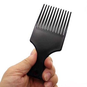 Peigne afro à dents larges noir de haute qualité pour cheveux bouclés longs, brosse à cheveux afro en plastique avec fonction de massage du cuir chevelu et de lissage - Product Image 2