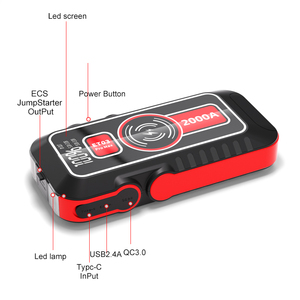 Démarreur portable à bas <span class=keywords><strong>prix</strong></span>, câbles de démarrage et <span class=keywords><strong>chargeur</strong></span> EV, 1000A de crête, 10000mAh pour véhicules essence 5L et diesel 3L, boîtier ABS - Product Image 2