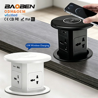 BAOBEN Prise de bureau escamotable avec chargement sans fil et USB, multifonctionnelle pour îlot de cuisine