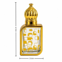 Flacon de parfum rectangulaire 10 ml avec cadre doré, motif rose, applicateur à bille, bâtonnet applicateur, pulvérisateur, flacon de parfum rechargeable, huile Attar