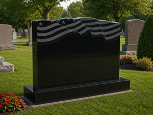 American Flag headstones and tombstones Germany Memorial Headstone Germany Black Granite Cemetery Headstone for Memorial - Product Image 4