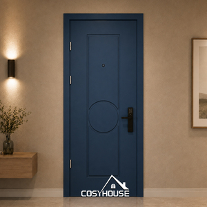 Puerta Interior Blanca de Lujo con Diseño de Panel con Incrustaciones Doradas y Cerradura Inteligente para Apartamento, Dormitorio y Hotel - Product Image 3