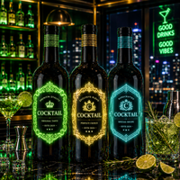 Autocollant LED Lumineux Étanche pour Bouteille de Vin, Personnalisé OEM Longstargift, Promotion de Vignobles, Amélioration de Bouteille de Luxe
