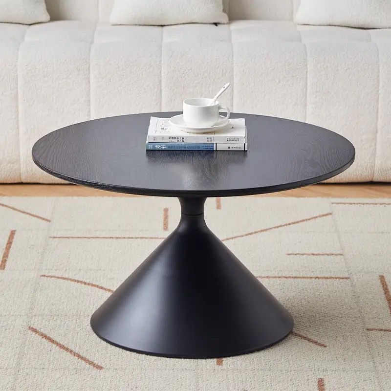 Matte black base, black wood grain table (Large size 70)
