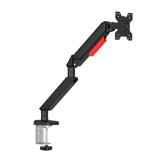 Free Standing Pneumatic Height Adjustable Single Monitor Mount Gas Spring Arm Mount with Base Desk Stand