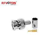 Conector Tipo BNC de 75 Ohmios, Macho, de Cobre, para Cable Coaxial RG59 (RF), Precio de Fábrica, Conector, Convertidor, RoHS