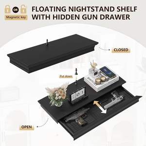 تخفيضات كبيرة على رف موفر للمساحة منضدة نوم طافية للتخزين طاولة حديثة بجانب السرير خشب عائمة بدرج مخفي - Product Image 3