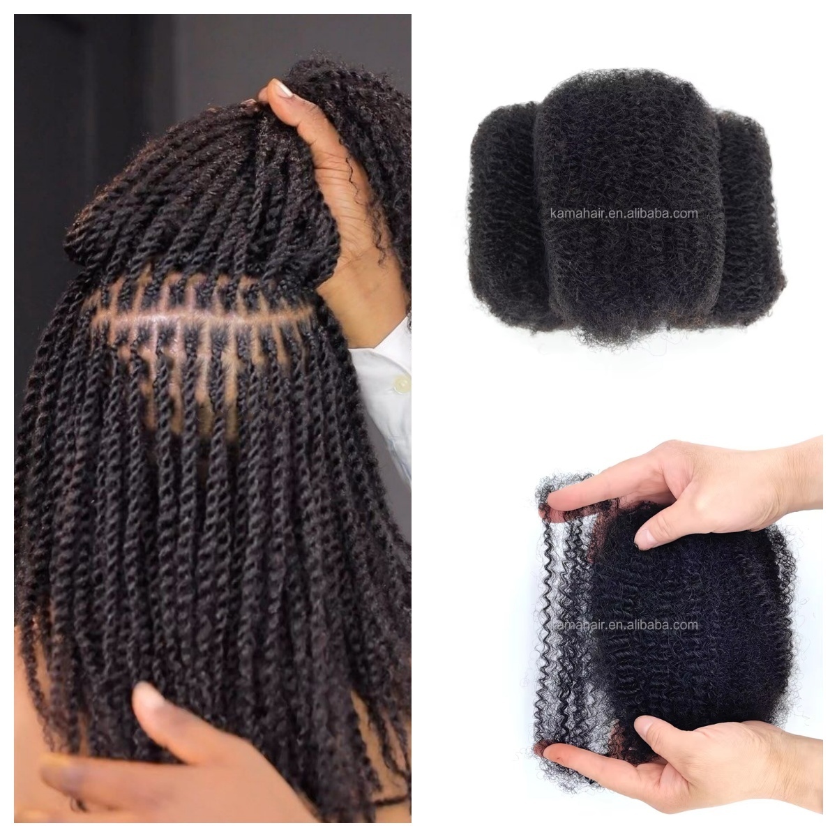 Vast Hair Official - KAMA Afro Kinky Curly 4C Braiding Bulk 12A Double Drawn Remy Virgin Brazilian Hair Extensions Dreadlocks Loc Repair Twists