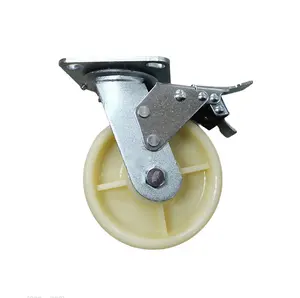 Heavy casters Yellow pattern nylon wheel brake can double brake industrial casters medical mechanical equipment wheels