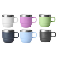 Mug à café en acier inoxydable avec logo personnalisé, mug à café de camping avec poignée et couvercle, extérieur en acier inoxydable, intérieur en céramique
