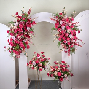 Arco de Flores para Boda en Rosa Intenso y Verde, Decoración para Recepción de Boda, Fiesta de Chicas Dulces, Flores Artificiales - Product Image 6