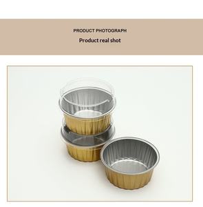 Moules à pâtisserie jetables en aluminium noir et or de 125 ml/4,4 oz, ronds, mini contenants en aluminium pour pudding et gâteaux - Product Image 5