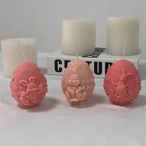 Pasqua coniglietto guscio d'uovo stampo per candela 3d sfera Silicone stampo per sapone uovo di pasqua caramella di cioccolato fatto a mano decorazioni per feste stampo a cera