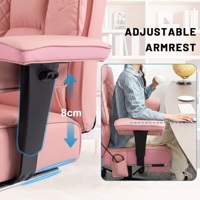 Chaise de bureau ergonomique rose à dossier haut avec support lombaire pneumatique, pivotante, grande taille, pour la maison et le bureau