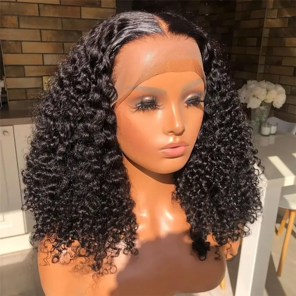 Cheap Kinky Curly Short Bob Wigs Human Hair Lace Front Wigs For Black Women Best-selling Free Sample HD Lace Frontal Wig Vendor